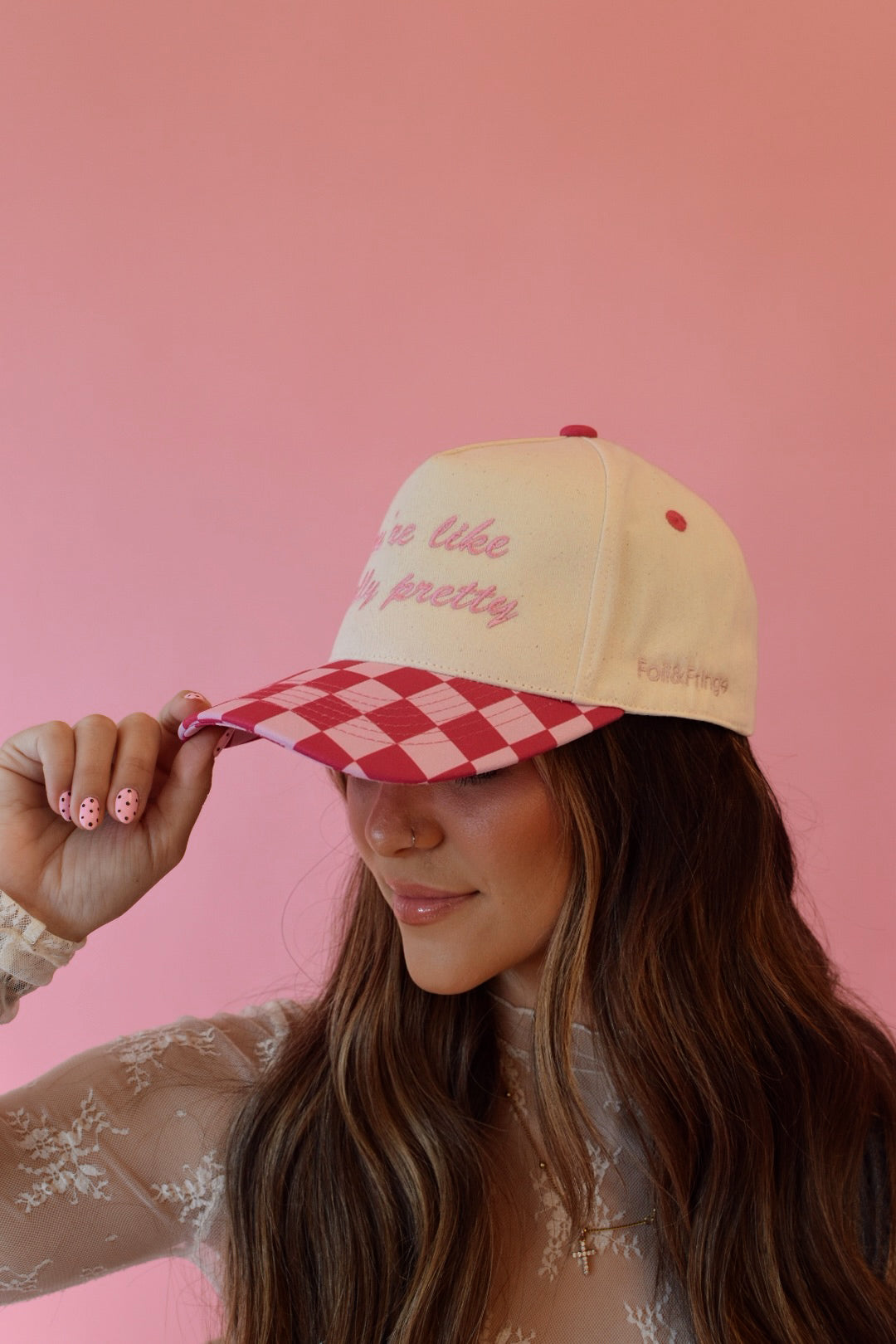 Pink Checkered Hat
