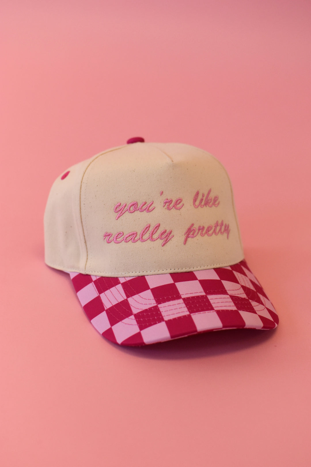 Pink Checkered Hat